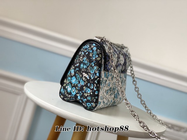 路易威登LV女包 M55038 藍花 2019早秋新款 Twist小號手袋 LV鏈條單肩斜挎女包 xxlv1484